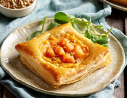 Tarte fine Noix de St-Jacques aux petits légumes sauce homardine